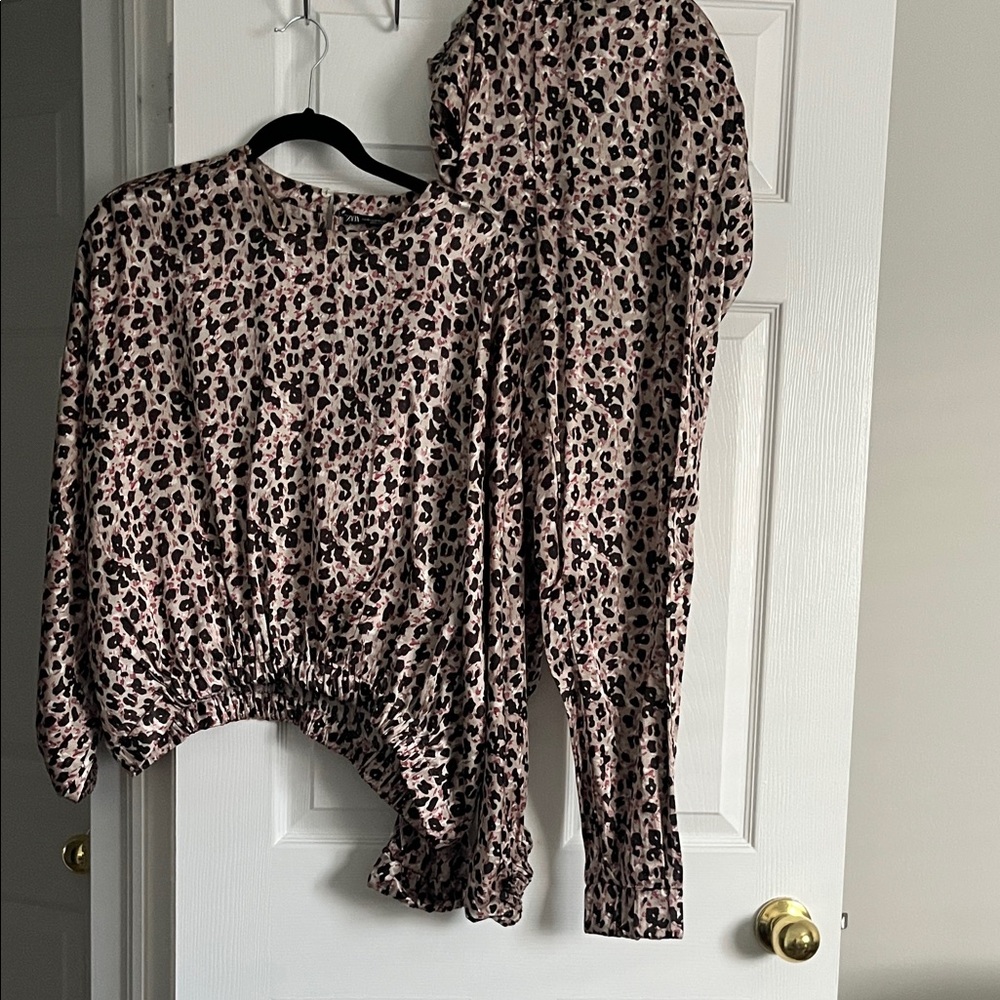 Zara Pink and Black Leopard Print Set